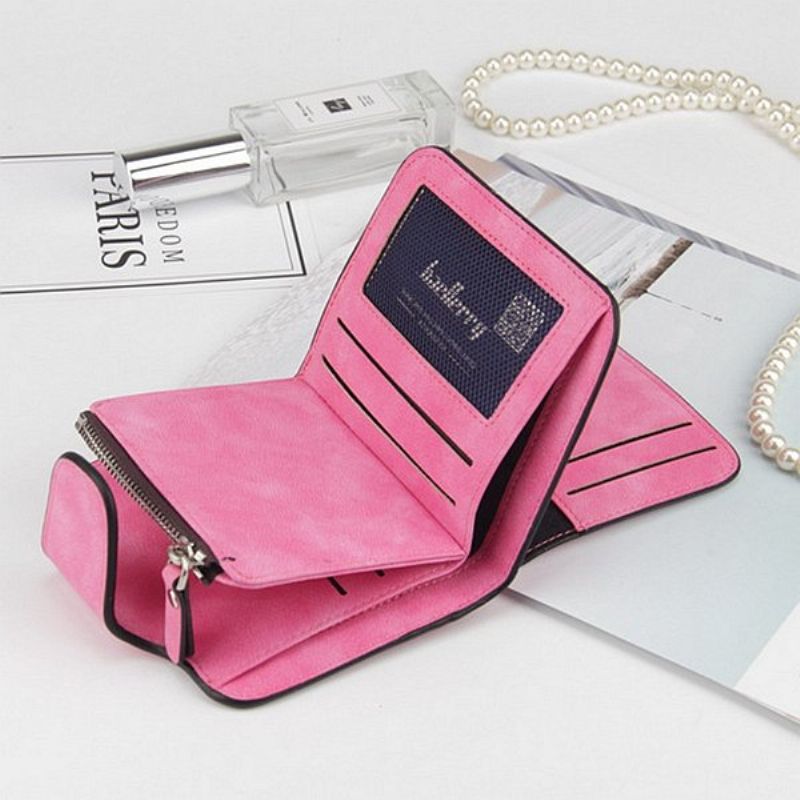 Kvinner Trifold Pu Leather Short Wallet 8 Card Slot Myntpung