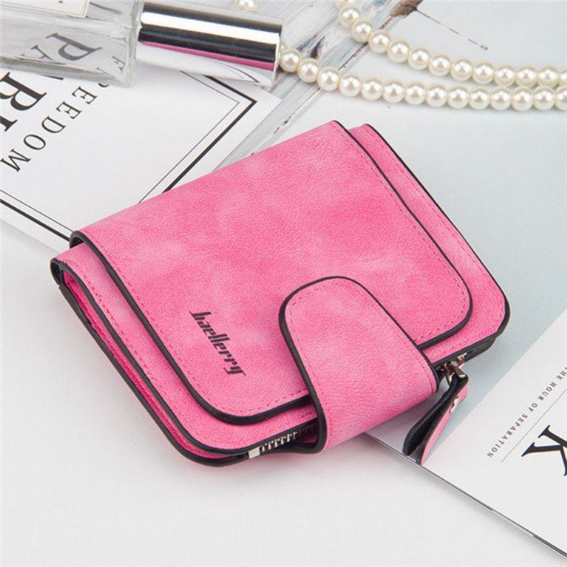 Kvinner Trifold Pu Leather Short Wallet 8 Card Slot Myntpung