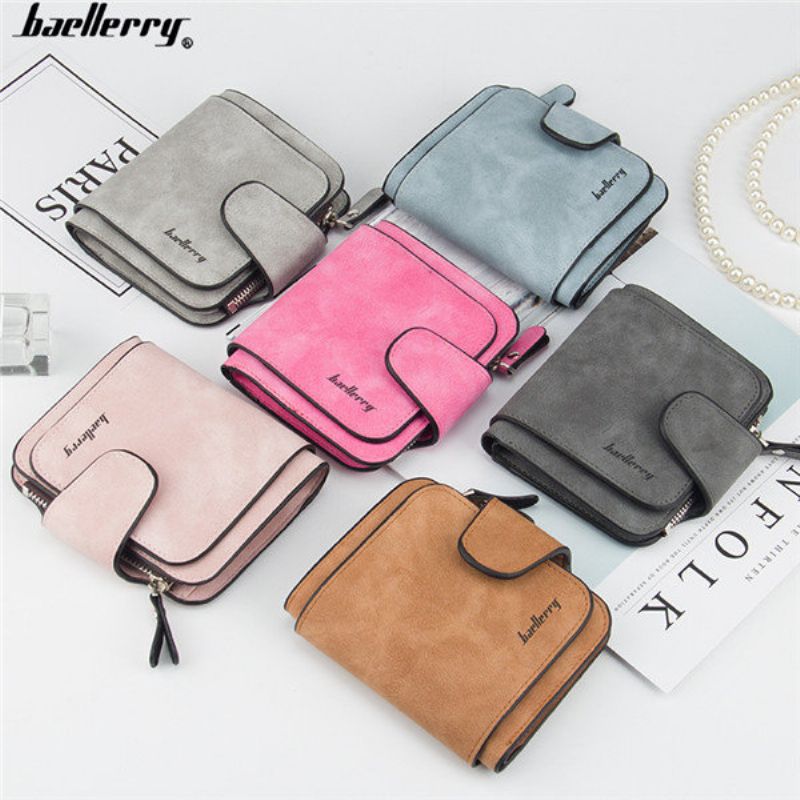 Kvinner Trifold Pu Leather Short Wallet 8 Card Slot Myntpung