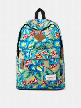 Kvinner Vintage Floral Canvas Backpack Casual Travel Bag