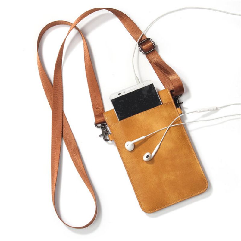 Kvinner Vintage Kunstskinn Kortholder 6-tommers Telefonveske Skulderveske Crossbody-vesker