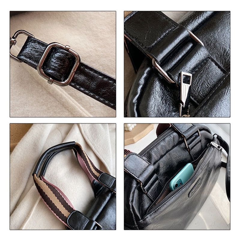 Kvinner Vintage Pu Lær Håndveske Skulderveske Crossbody Bag