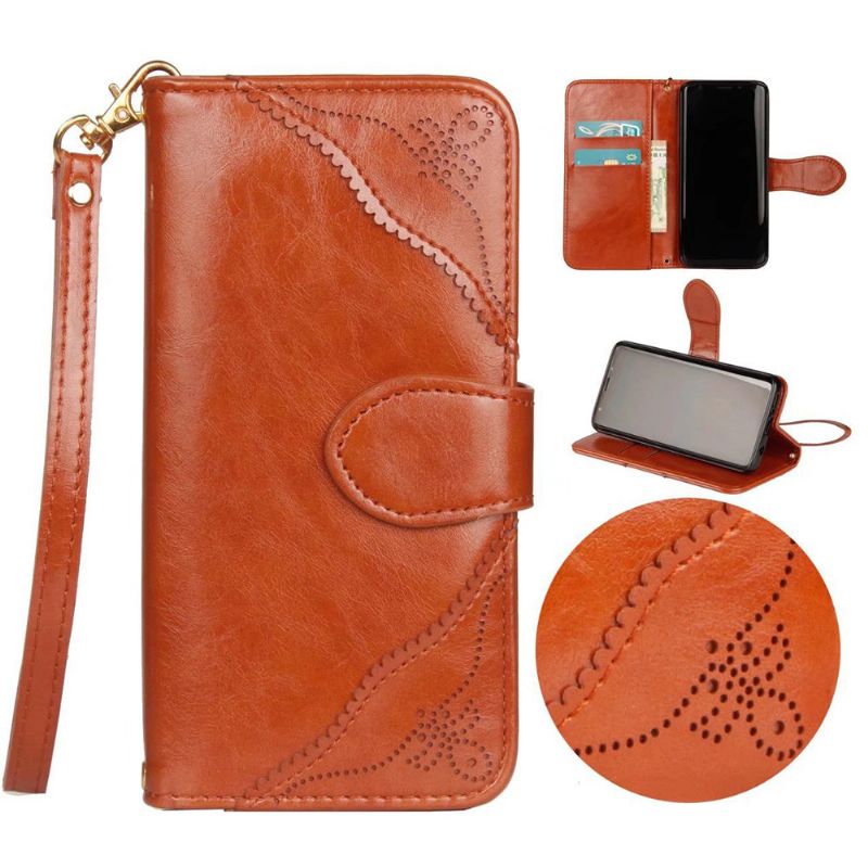 Kvinner Vintage Solid Telefonveske For Iphone 2 Card Slot Clutch Bag