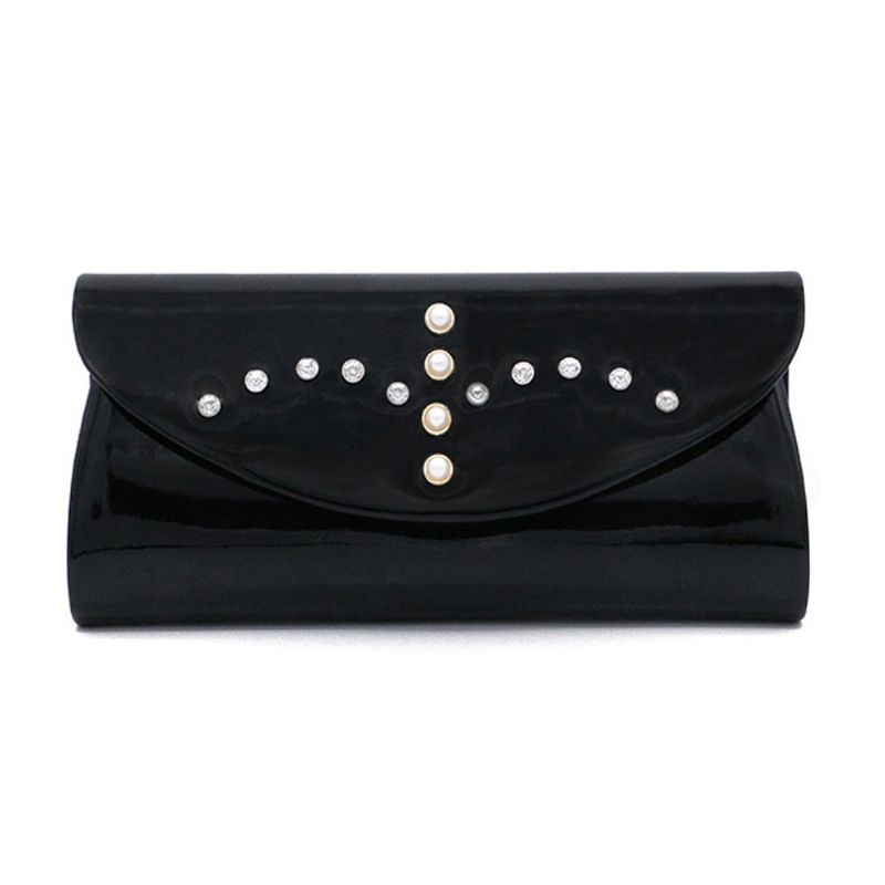 Kvinners Sateng-kveldsveske Clutch Med Avtakbar Kjedestropp Elegant Svart For Bryllupscocktailparty