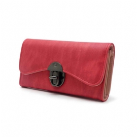 Lang Clutch Krøller For Kvinner Veske Matt Pu Lær Spenne Kortholder Elegant Flip-type