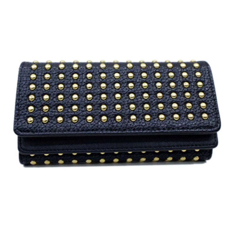 Lang Dobbeltdeksel Clutch New Fashion Women Lommebok Europeisk Og Amerikansk Pop Pun Style Rivet Handbag