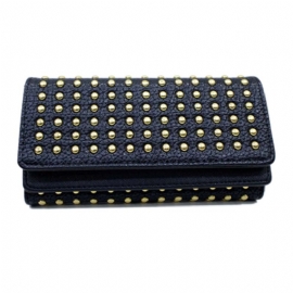 Lang Dobbeltdeksel Clutch New Fashion Women Lommebok Europeisk Og Amerikansk Pop Pun Style Rivet Handbag