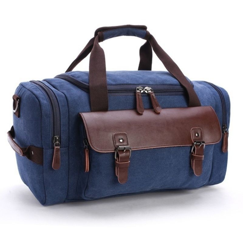 Leather Travel Tote Bagasjeveske Weekend Bag Skulder Håndveske Stor Kapasitet