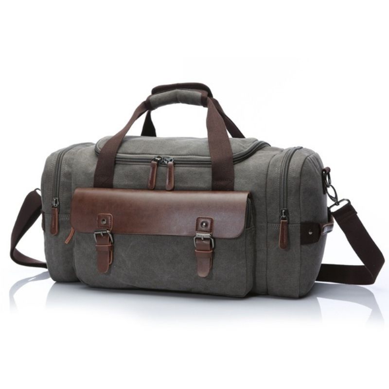 Leather Travel Tote Bagasjeveske Weekend Bag Skulder Håndveske Stor Kapasitet