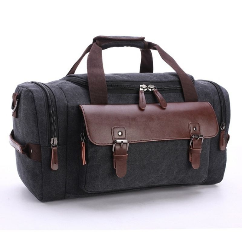 Leather Travel Tote Bagasjeveske Weekend Bag Skulder Håndveske Stor Kapasitet