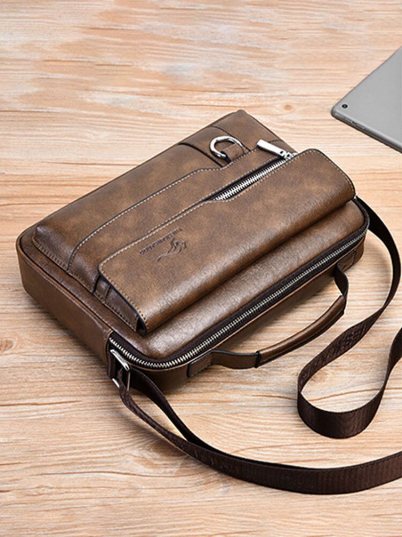 Menico Menns Kunstskinn Business Casual Myk Crossbody-veske