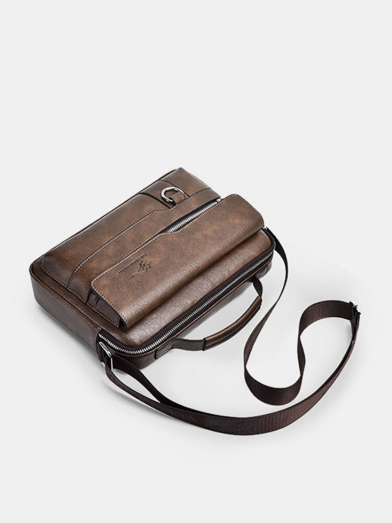 Menico Menns Kunstskinn Business Casual Myk Crossbody-veske