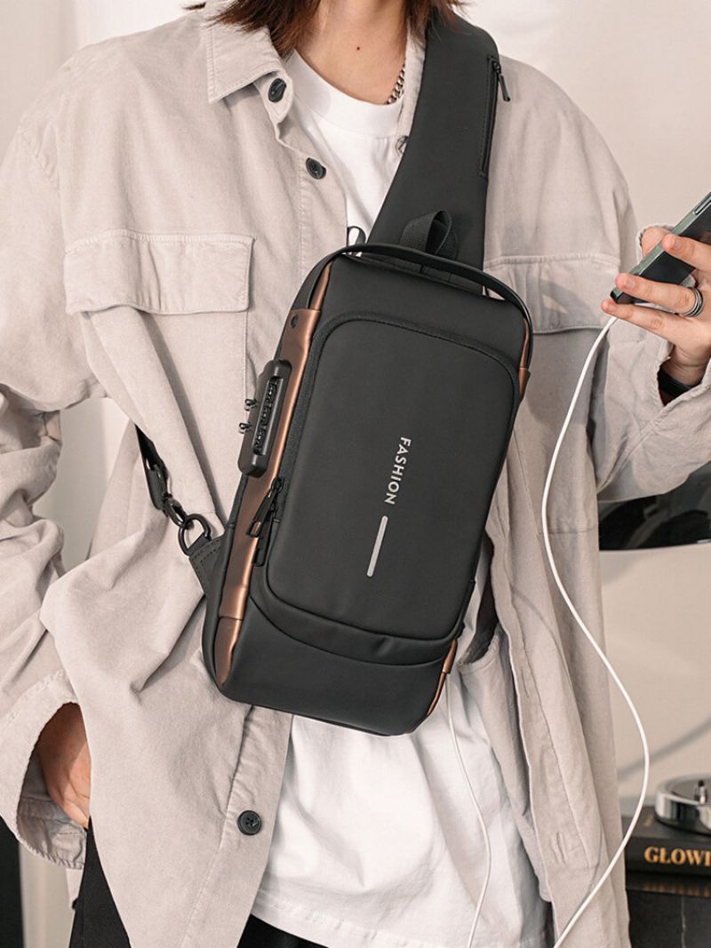 Menico Utendørskjøring For Menn Multifunksjonell Usb-lading Messenger Bag Brystveske