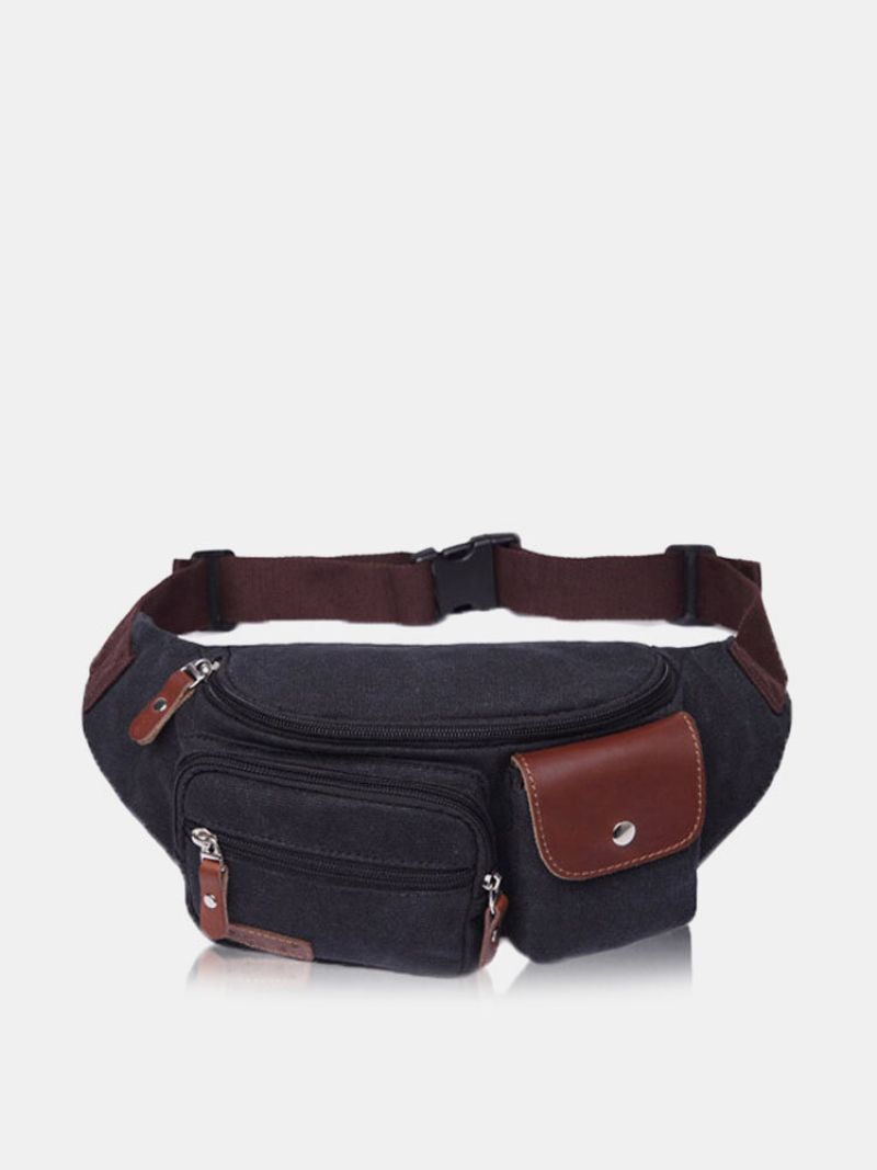 Menn Business Casual Canvas Multifunksjonell Bærbar Crossbody-vesker Midjeveske