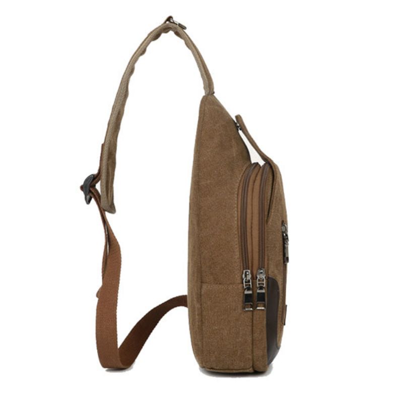 Menn Canvas Fritid Multifunksjon Crossbody Bag Skulderveske Brystvesker