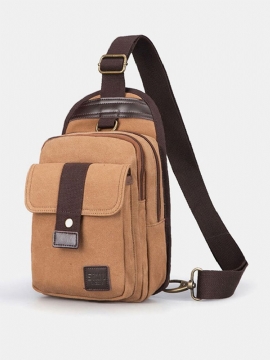 Menn Canvas Outdoor Casual Crossbody Bag Med Stor Kapasitet Brystveske