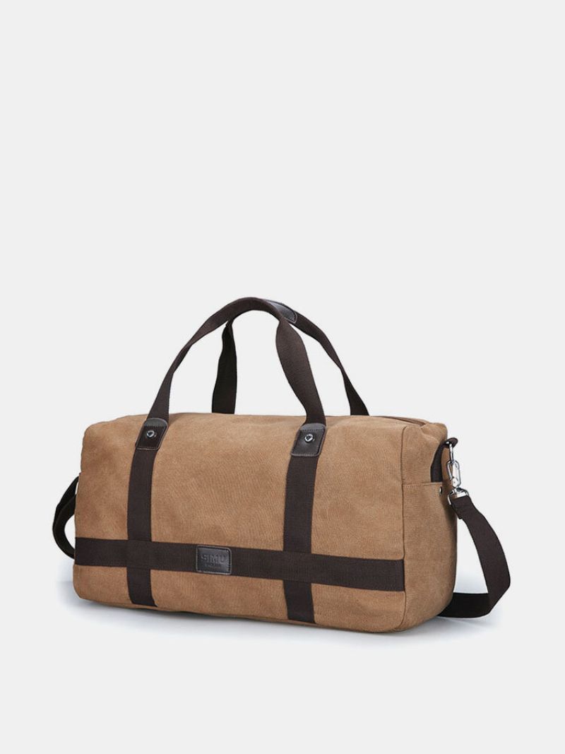 Menn Canvas Travel Patchwork Håndveske Med Stor Kapasitet Crossbody-veske