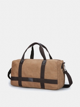 Menn Canvas Travel Patchwork Håndveske Med Stor Kapasitet Crossbody-veske