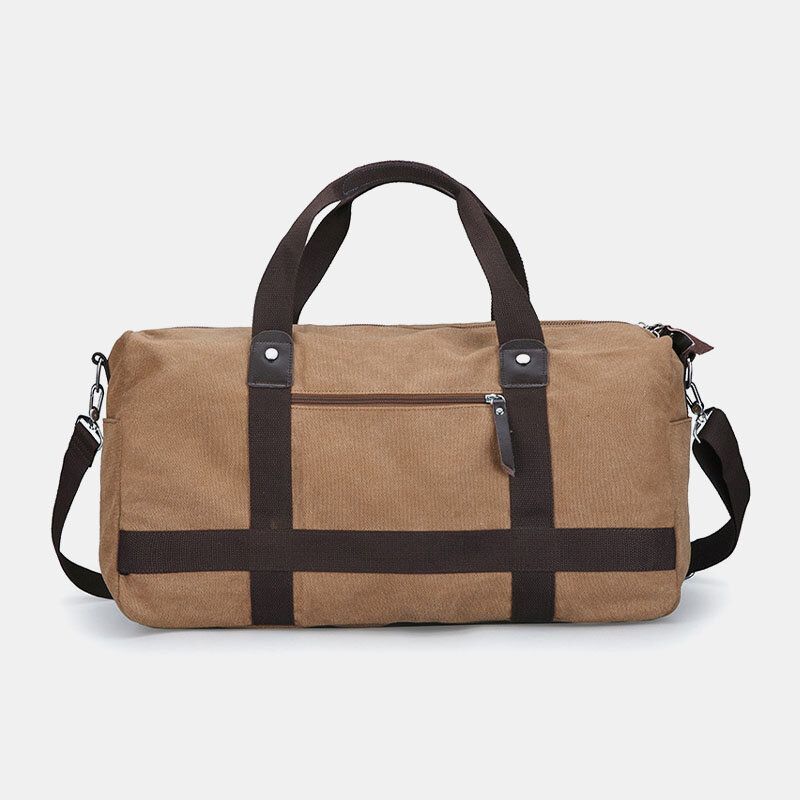 Menn Canvas Travel Patchwork Håndveske Med Stor Kapasitet Crossbody-veske