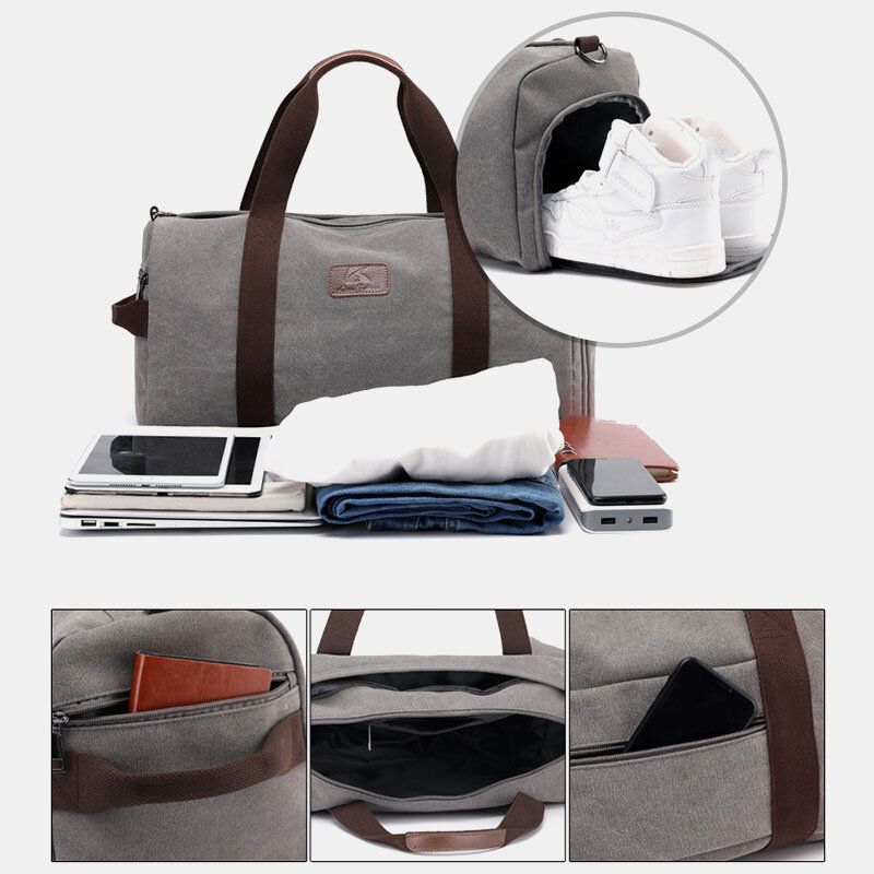 Menn Canvas Travel Solid Bag Crossbody Bag