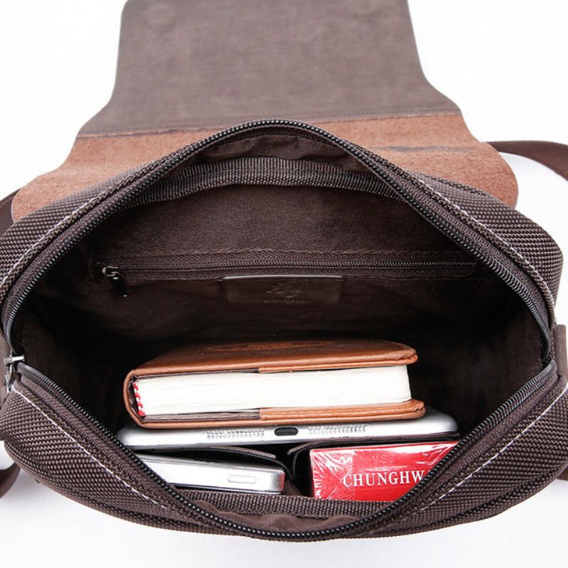 Menn Casual Leather Koffert Skulderveske Messenger Bag