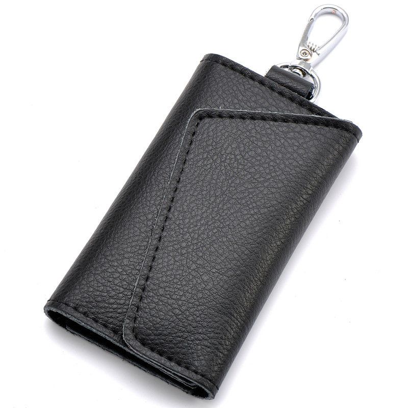 Menn Cow Leather Lommebok Nøkkel Ekte Skinn Passport Wristlet