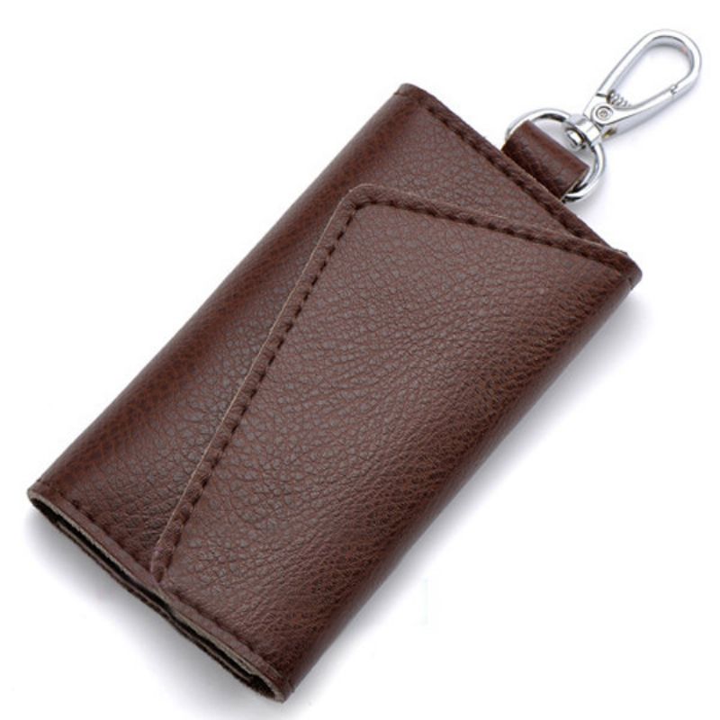 Menn Cow Leather Lommebok Nøkkel Ekte Skinn Passport Wristlet