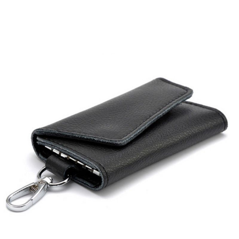 Menn Cow Leather Lommebok Nøkkel Ekte Skinn Passport Wristlet