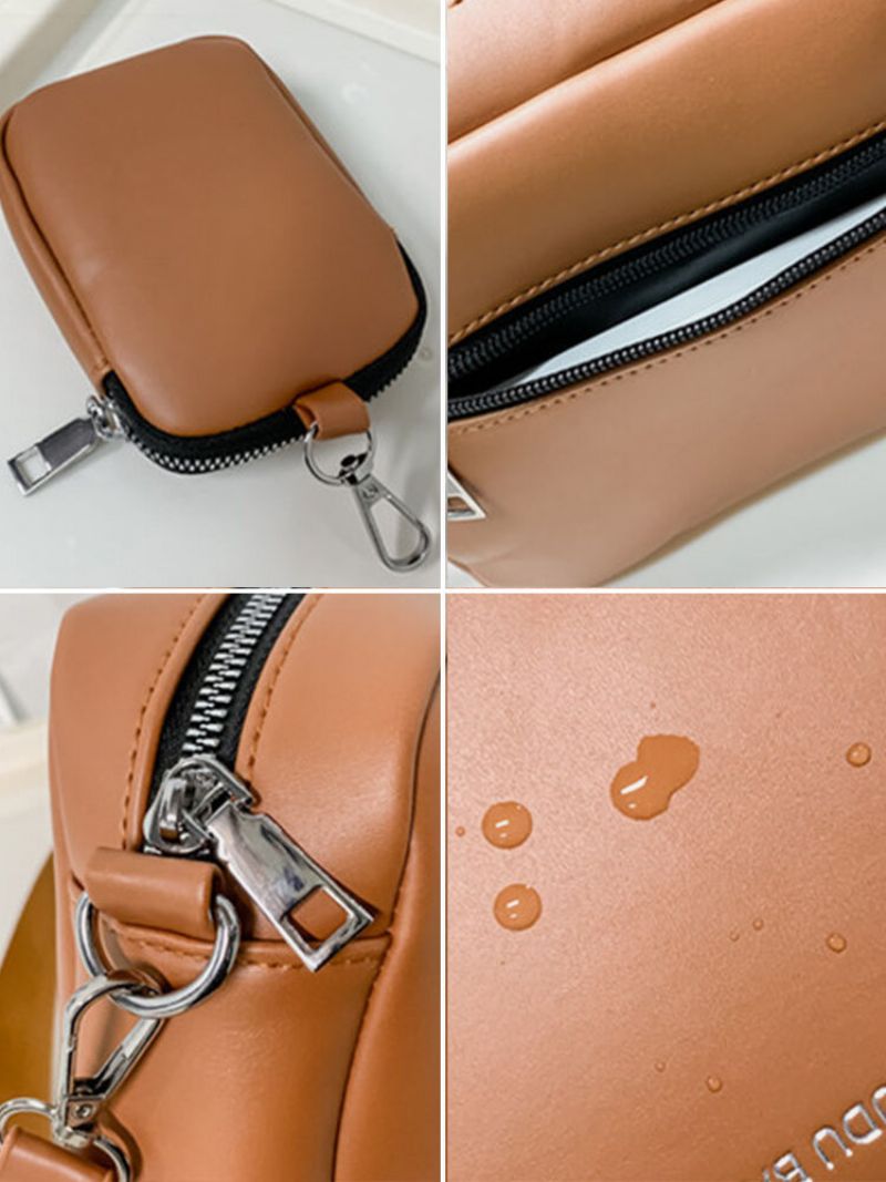 Menn Faux Leather Brief Ensfarge Vanntett Med Liten Veske Crossbody Bag