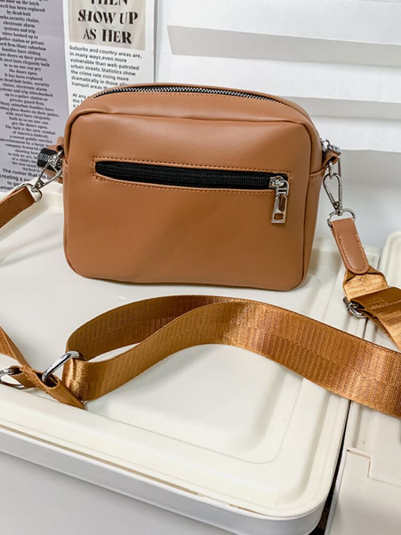 Menn Faux Leather Brief Ensfarge Vanntett Med Liten Veske Crossbody Bag