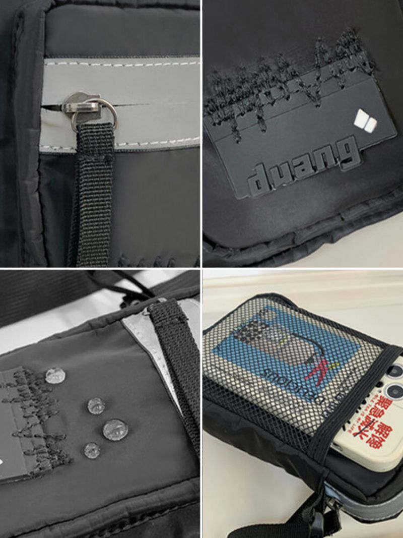 Menn Nylon Reflekterende Design Stor Kapasitet Crossbody Bag Lett Telefonveske Skulderveske