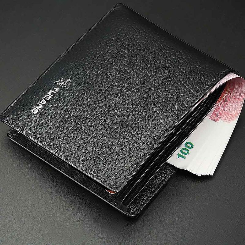 Menn Short Wallet Top Leather Cross Teenager Compact Slim Med Rom Veske