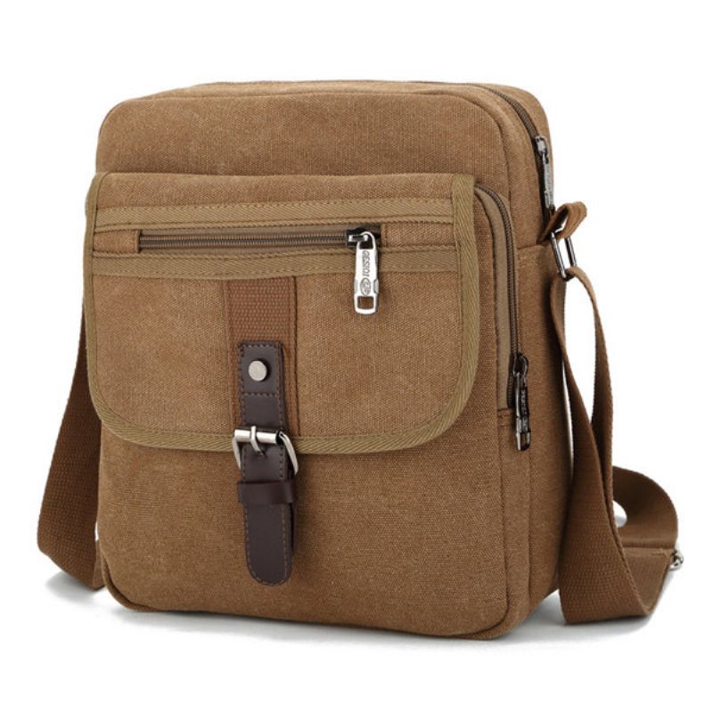 Menn Small Outdoor Retro Casual Messenger Sport Canvas Crossbody Bag