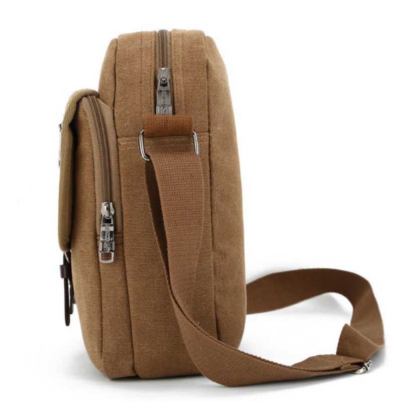 Menn Small Outdoor Retro Casual Messenger Sport Canvas Crossbody Bag