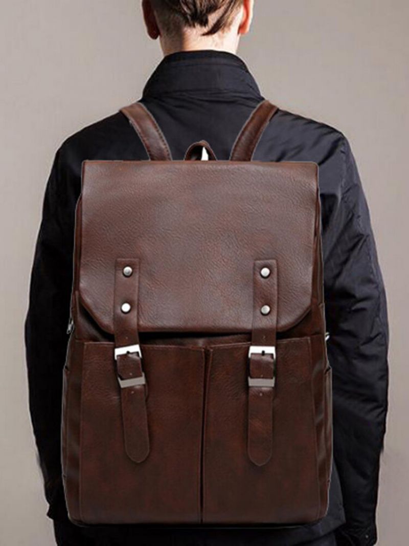 Menn Solid Casual Multifunksjon Laptop Flap Ryggsekk