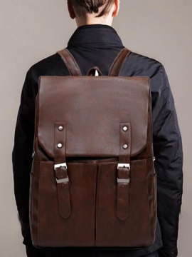 Menn Solid Casual Multifunksjon Laptop Flap Ryggsekk