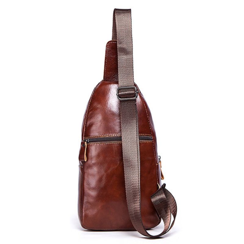 Menn Solid Vintage Kuskinn Brystveske Crossbody Bag