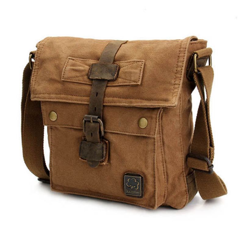 Menn Vintage Canvas Crossbody Bag Outdoor Travel Retro Skulderveske