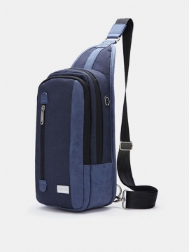 Menns Uformelle Brystveske Hindden Hodetelefonutgang Travel Vanntett Crossbody Bag