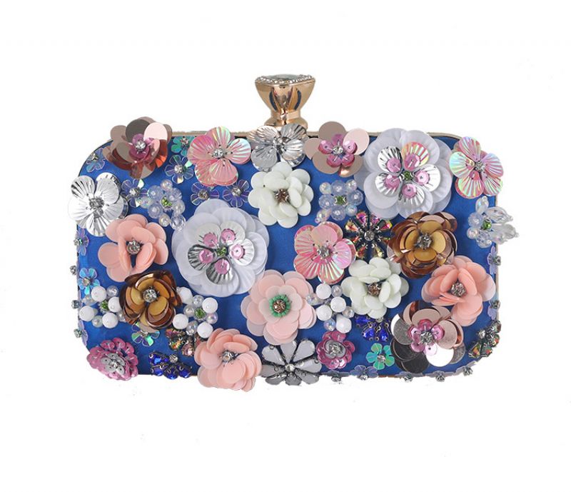 Middagsveske På Tvers Av Landegrensene Håndlaget Blomsterbankettveske Fest Lady Clutch Bag Evening Beaded Brodert Bag