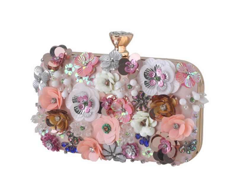 Middagsveske På Tvers Av Landegrensene Håndlaget Blomsterbankettveske Fest Lady Clutch Bag Evening Beaded Brodert Bag