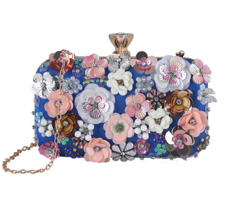 Middagsveske På Tvers Av Landegrensene Håndlaget Blomsterbankettveske Fest Lady Clutch Bag Evening Beaded Brodert Bag