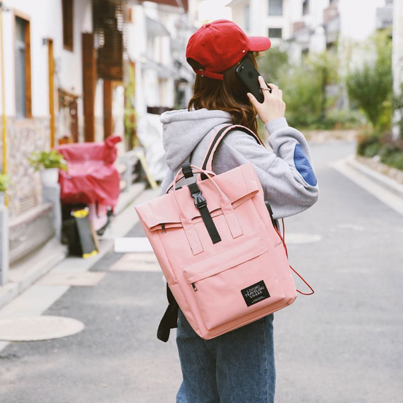 Minimalistisk Unisex Ryggsekk Med Stor Kapasitet Med Usb-ladeport Vanntett Bærbar Oxford Cloth Student Skulderveske For Voksne