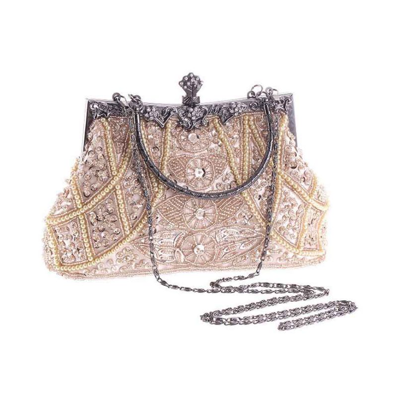 Moonlight Flower Beaded Brodert Bag Med Klassisk Cheongsam Evening Bag For Bruden Brudepiken