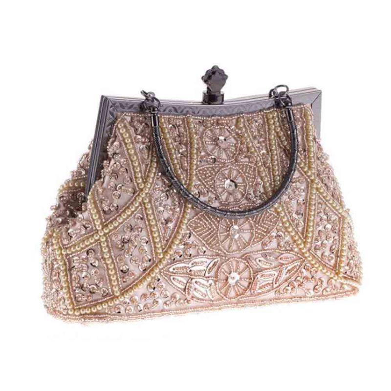 Moonlight Flower Beaded Brodert Bag Med Klassisk Cheongsam Evening Bag For Bruden Brudepiken