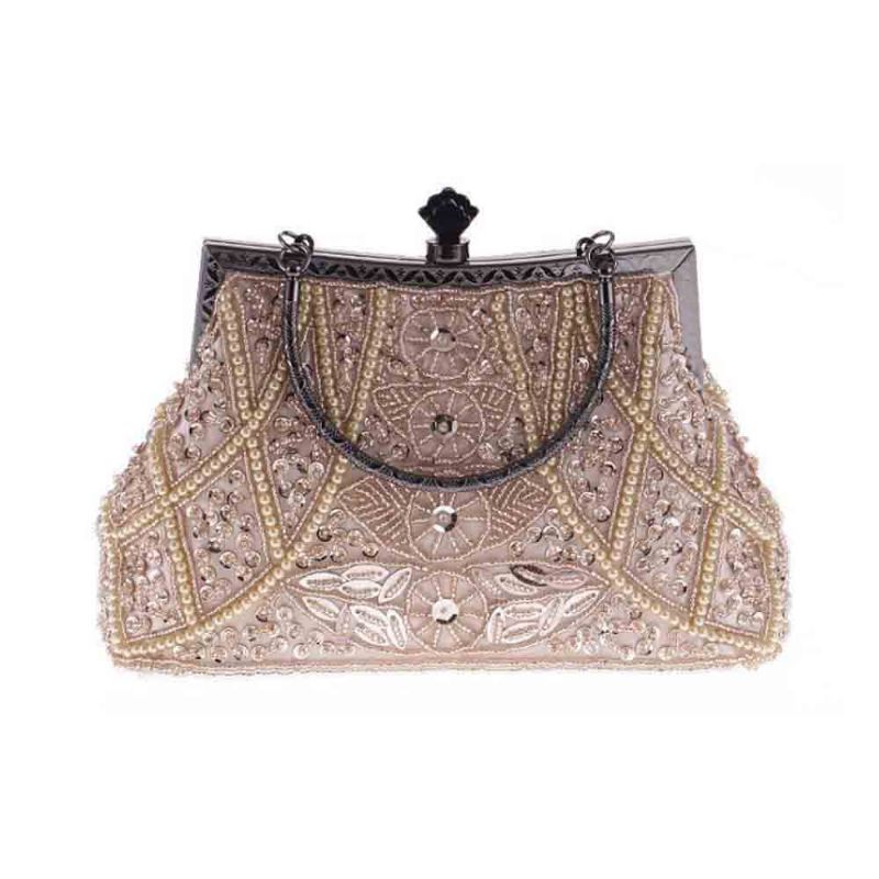 Moonlight Flower Beaded Brodert Bag Med Klassisk Cheongsam Evening Bag For Bruden Brudepiken