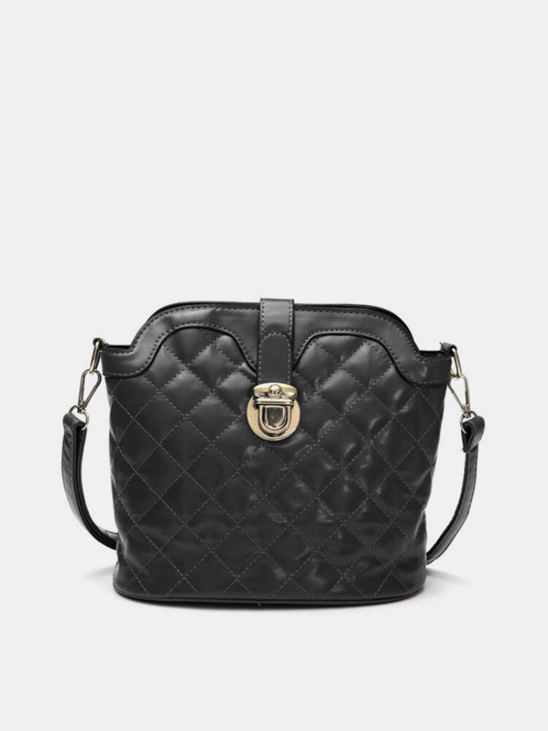 Mote Kvinner Solid Buket Lær Crossbody Bag