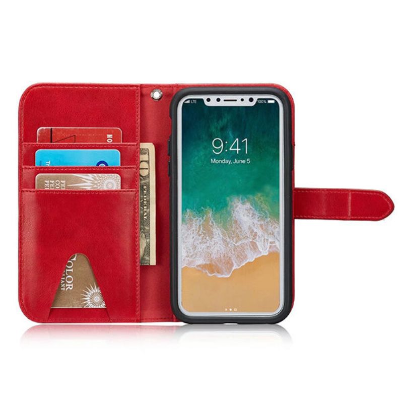 Multi-sltots Pu Leather Iphone X/7/7 Plus/8/8 Plus Telefonveske Kortholder Lommebok