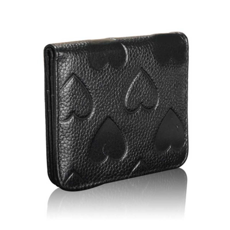 Myk Veske I Ekte Skinn Med Ferskenhjerte Preget Okshudspenne Kort For Kvinner Clutch Med Kortholder