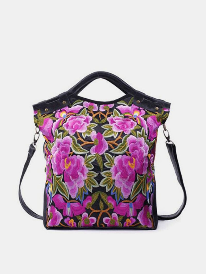 National Style Flower Pattern Handbag Skulderveske Crossbody Bag